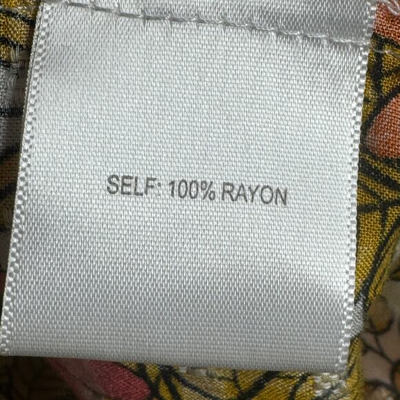 Jane and Delancey Floral Smocked Tunic Top Boho Bohemian Yellow Orange Red XL  - Picture 8 of 9